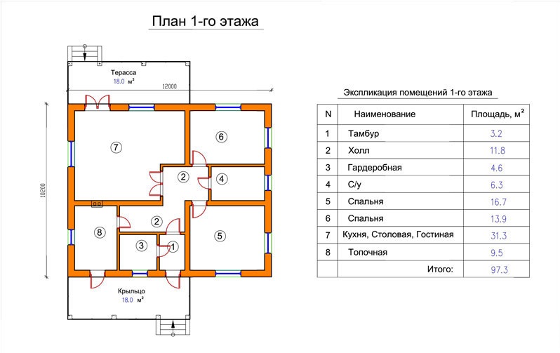 Поэтажный план частного дома