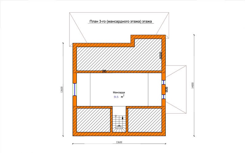 План мансардного этажа чертеж